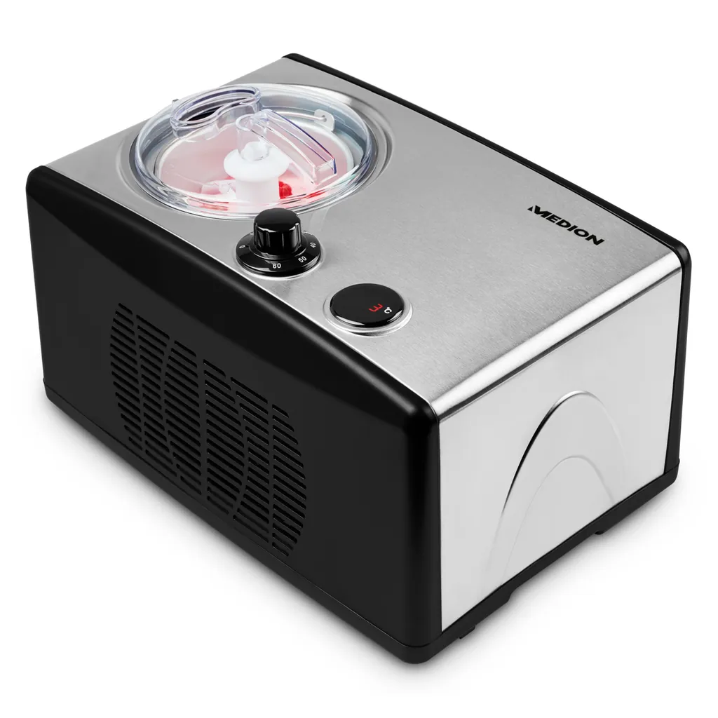 [50068867] MEDION MD 18387 Compresor de helados 1,5 L 150 W Negro, Acero inoxidable