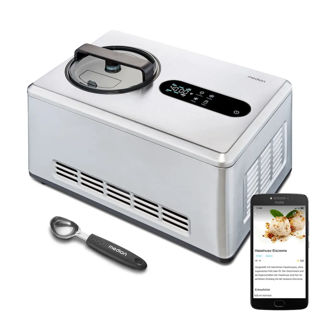[50074956] MEDION MD 12170 Compresor de helados 2 L 220 W Acero inoxidable