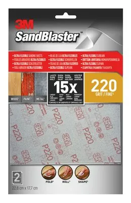 [28220SBE] 3M 28220SBE papel de lija Hoja abrasiva Grano muy fino P220 2 pieza(s)