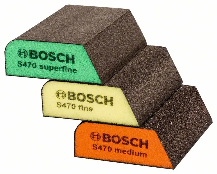 [2 608 621 252] Bosch 2 608 621 252 papel de lija Esponja de lijado Grano medio/fino 3 pieza(s)